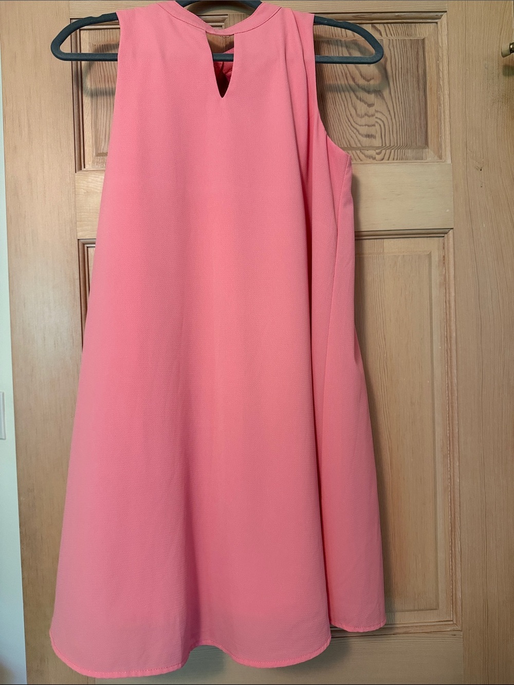 She + Sky Coral Sleeveless A-Line Dress with Notch Neckline